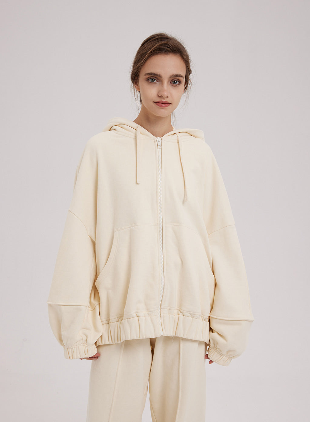 Relaxed Zip Cotton Hoodie