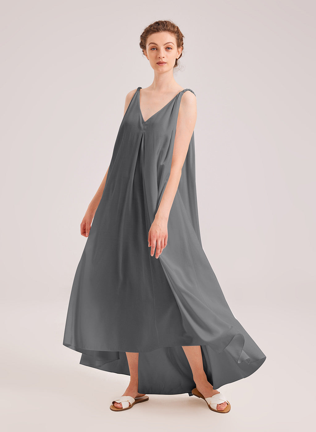 Greek Open Back Silky Maxi Dress
