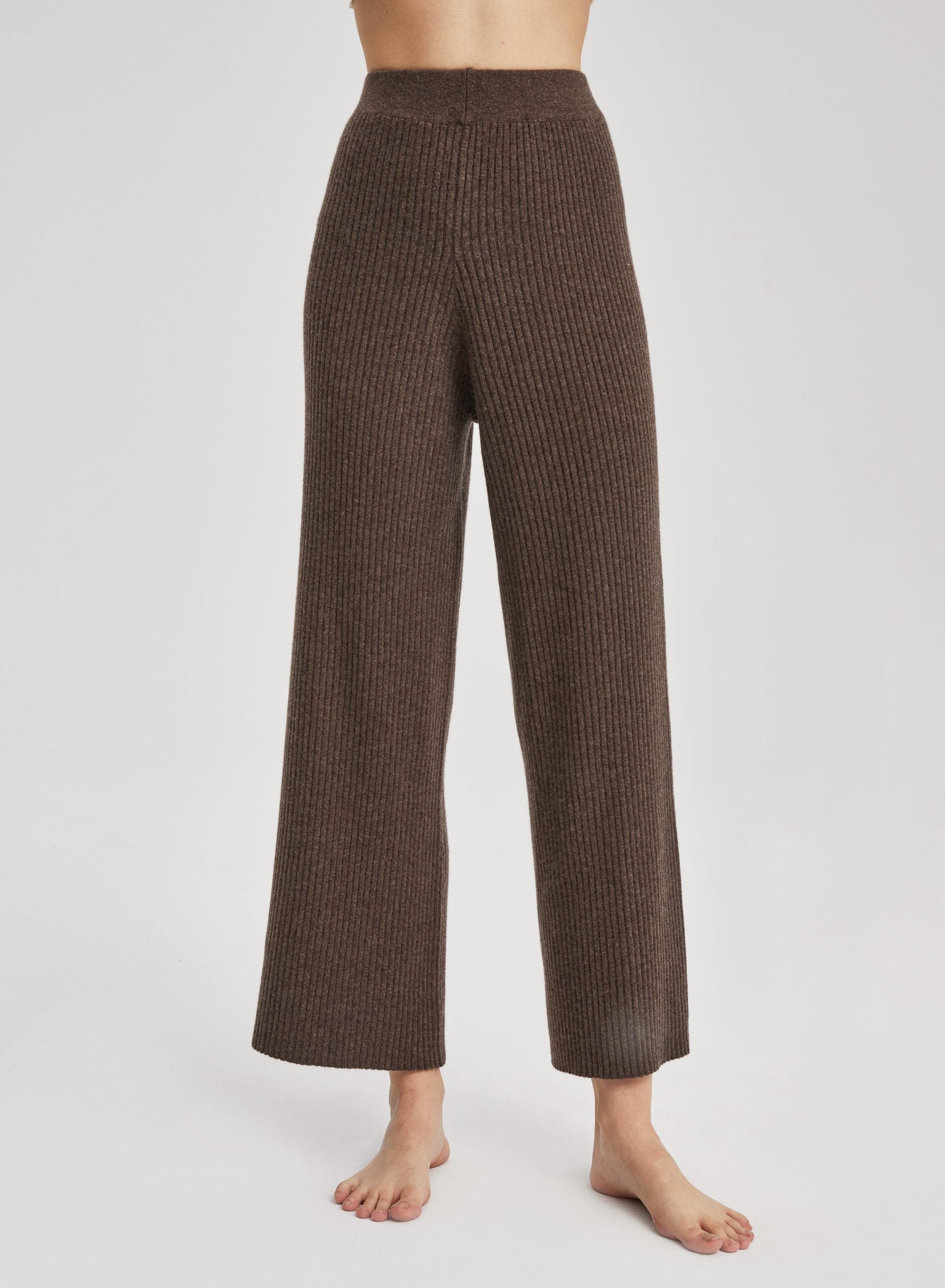 Cashmere Rib-Knit Leisure Bottoms