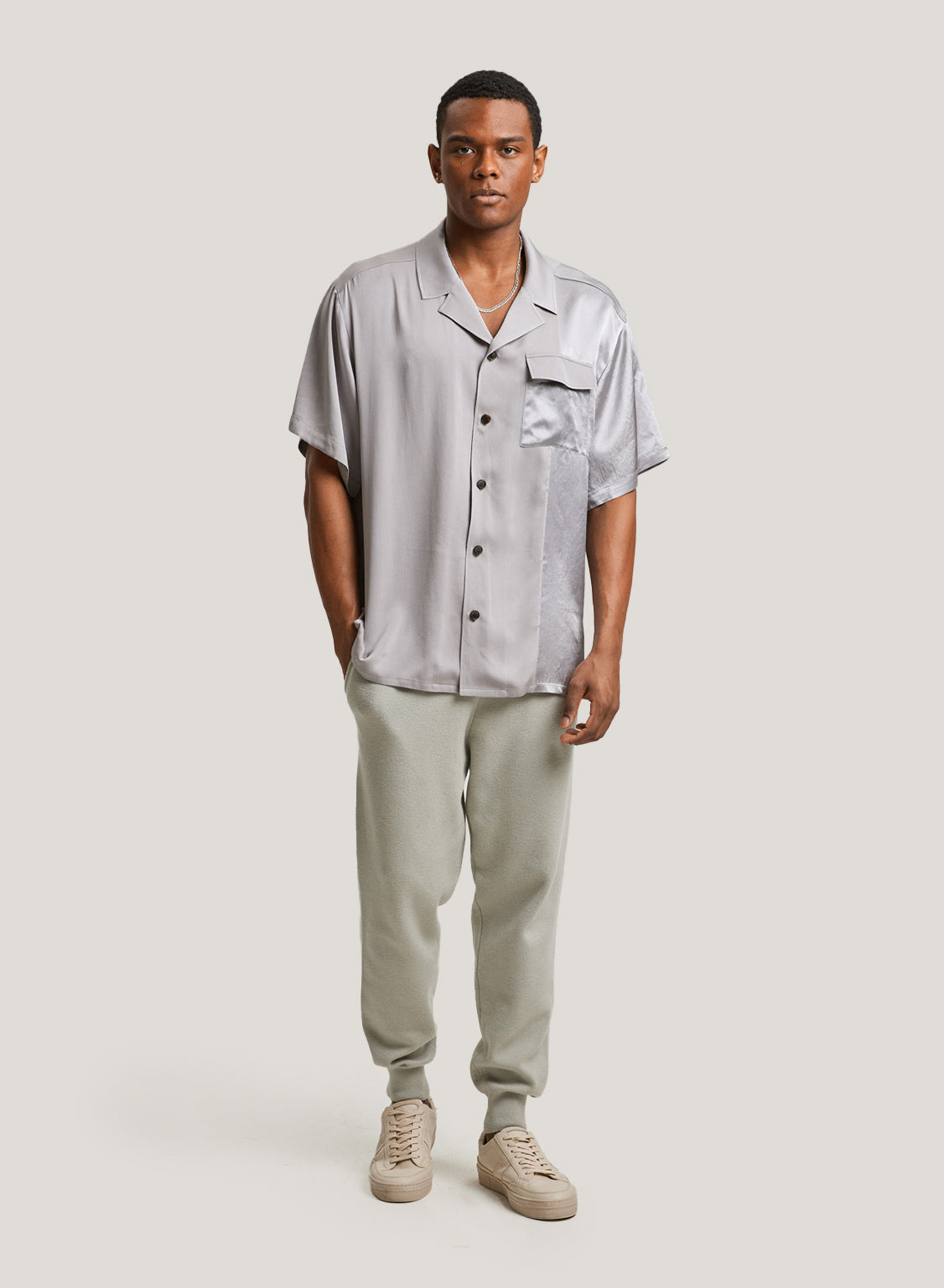 Silk Patchwork Short Sleeve Shirt