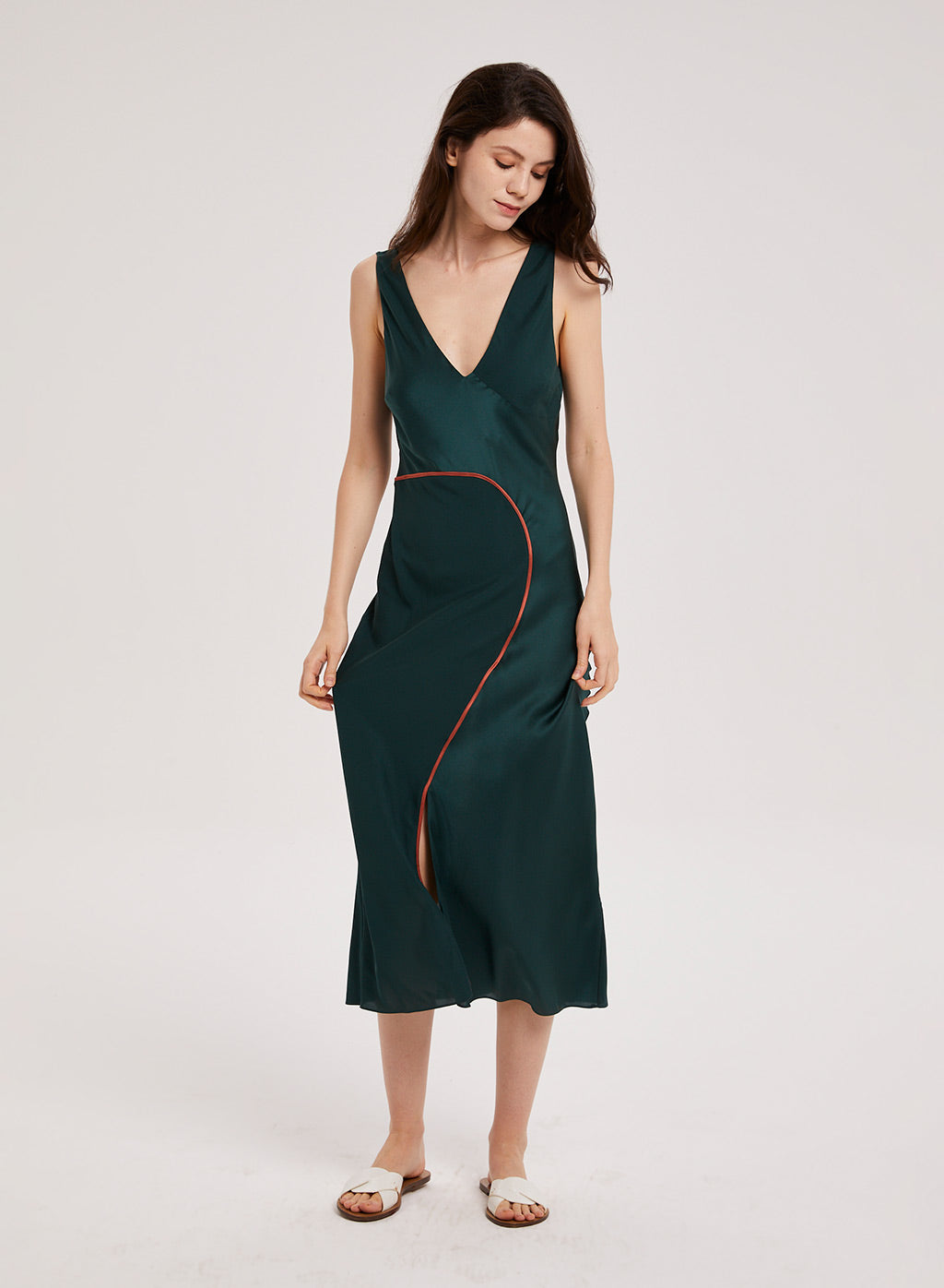 Scoop Neck Artistic Silk Dress