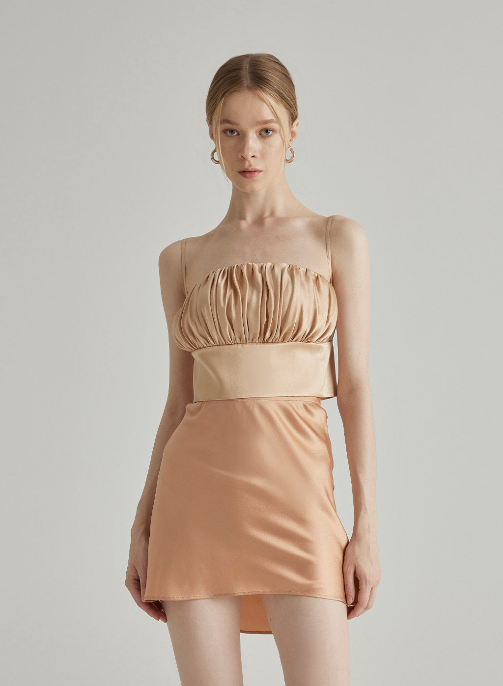 Ruched Silk Strap Top