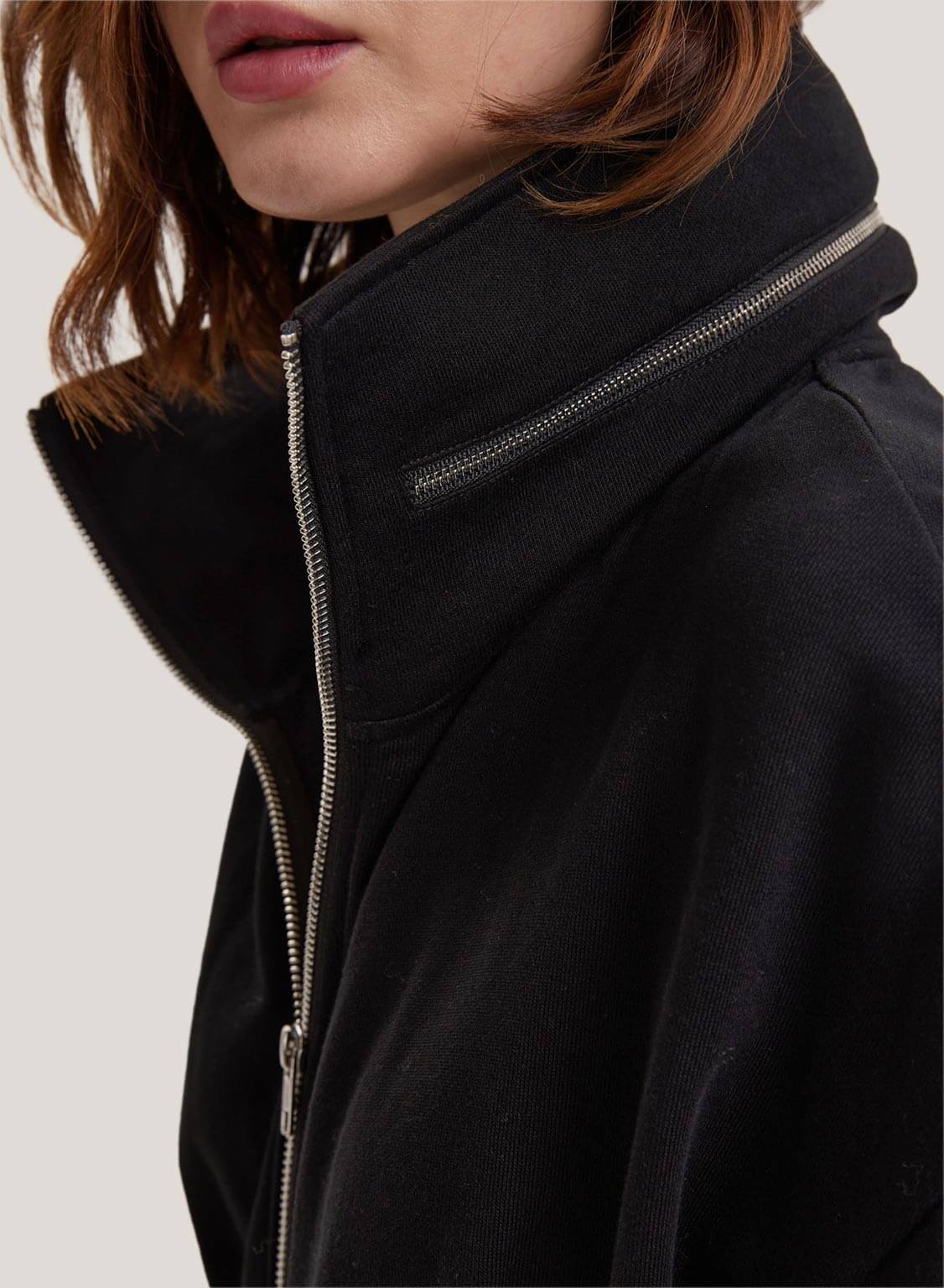 black zip up jacket