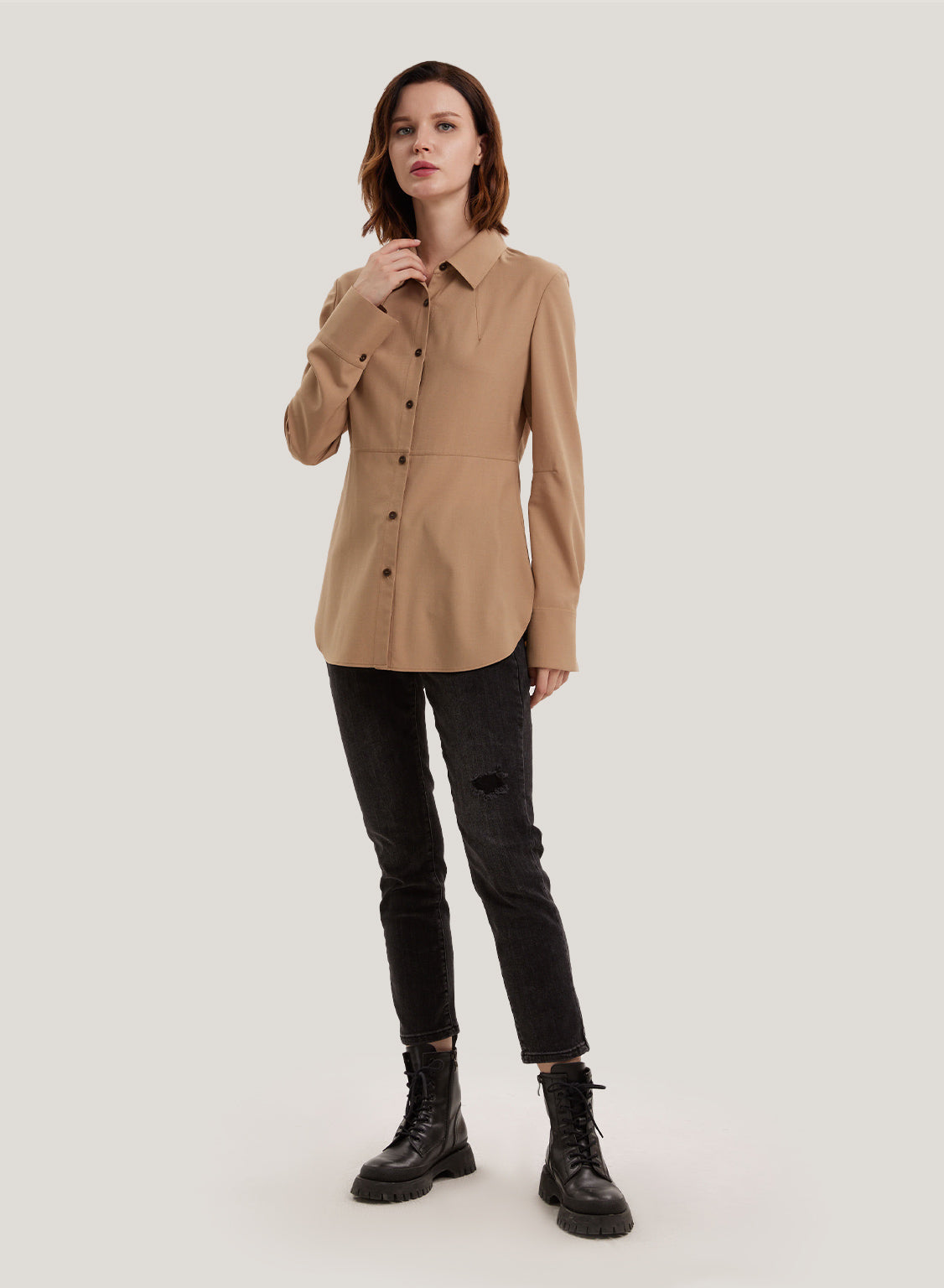 Wool-Blend Button-Up Shirt