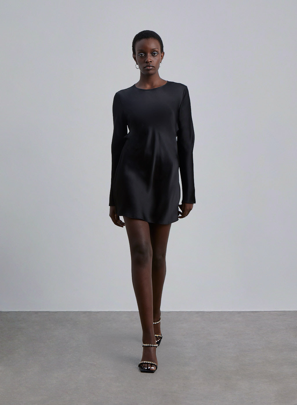 Silk Long Sleeve Backless Mini Dress