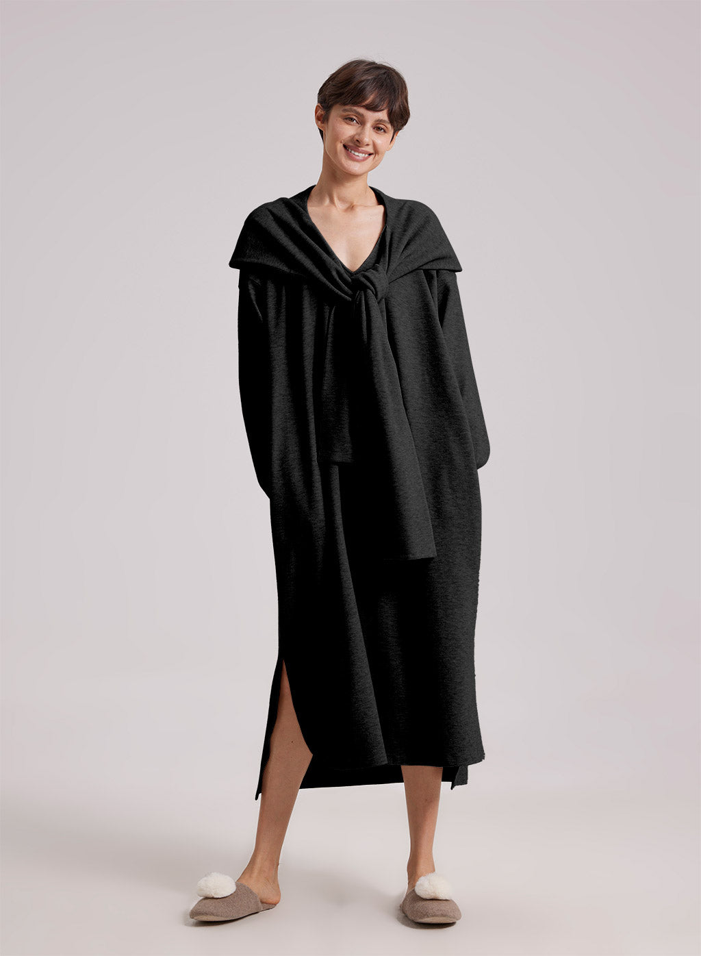Hooded Scarf Sweatshirt Dress