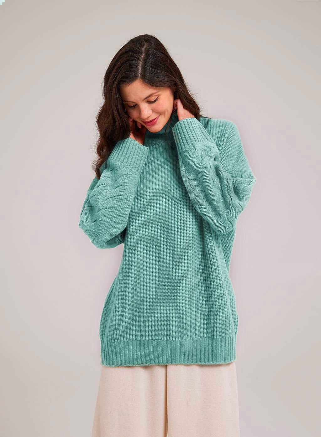 Swan Turtleneck Camel Hair Sweater