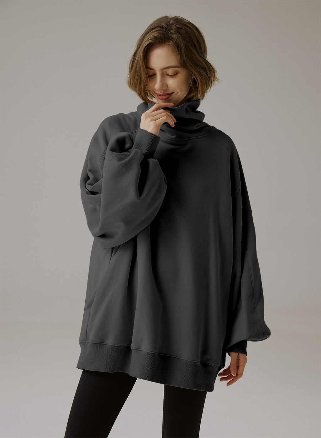 Boxy Turtleneck Sweatshirt