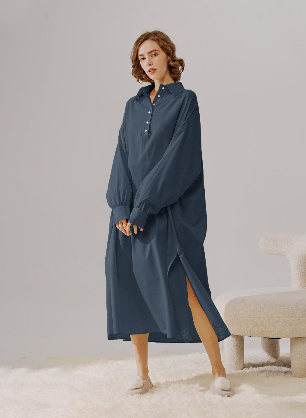 Cotton Shirt Midi Dress
