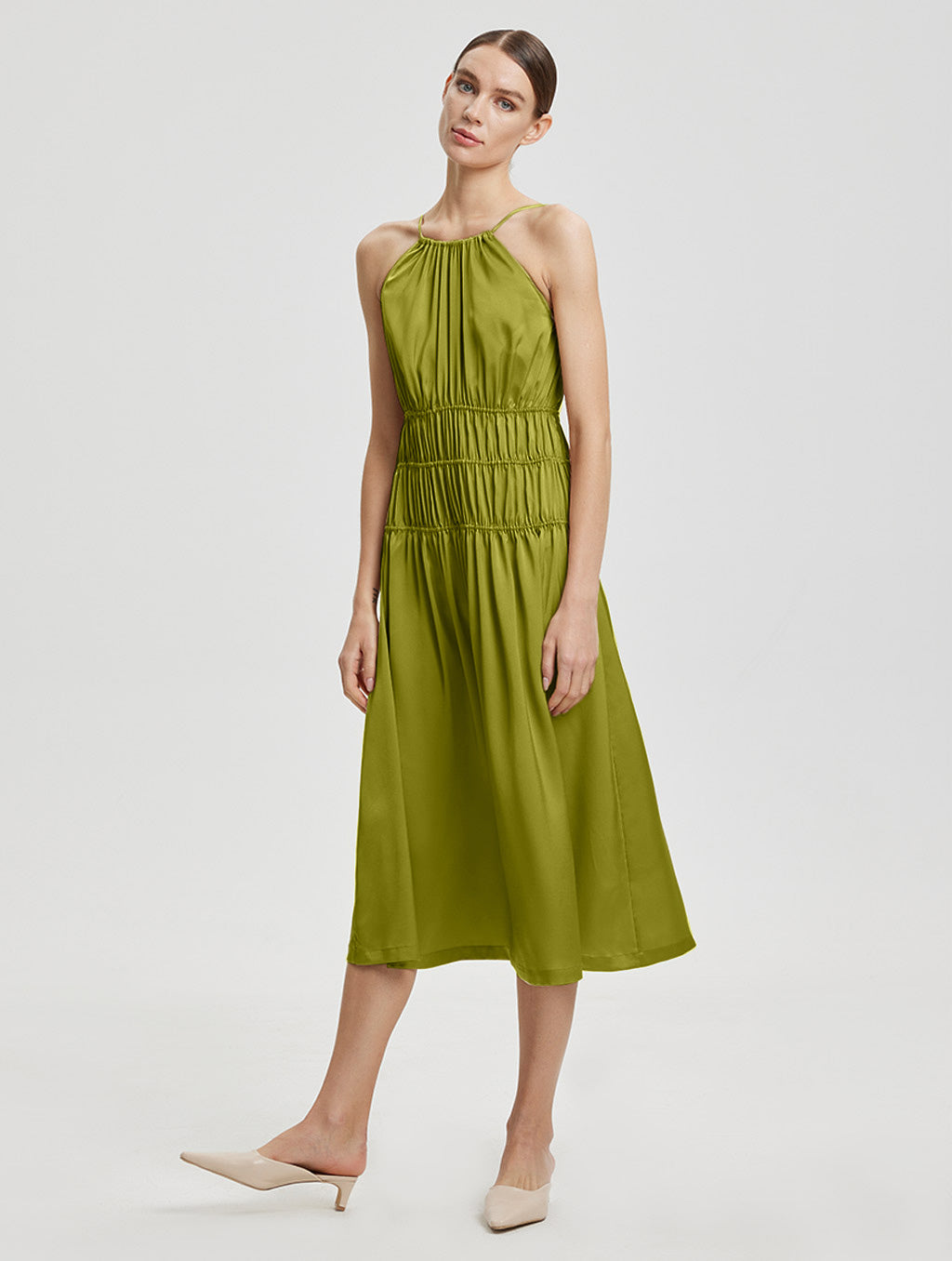 Gathered Slip Dress