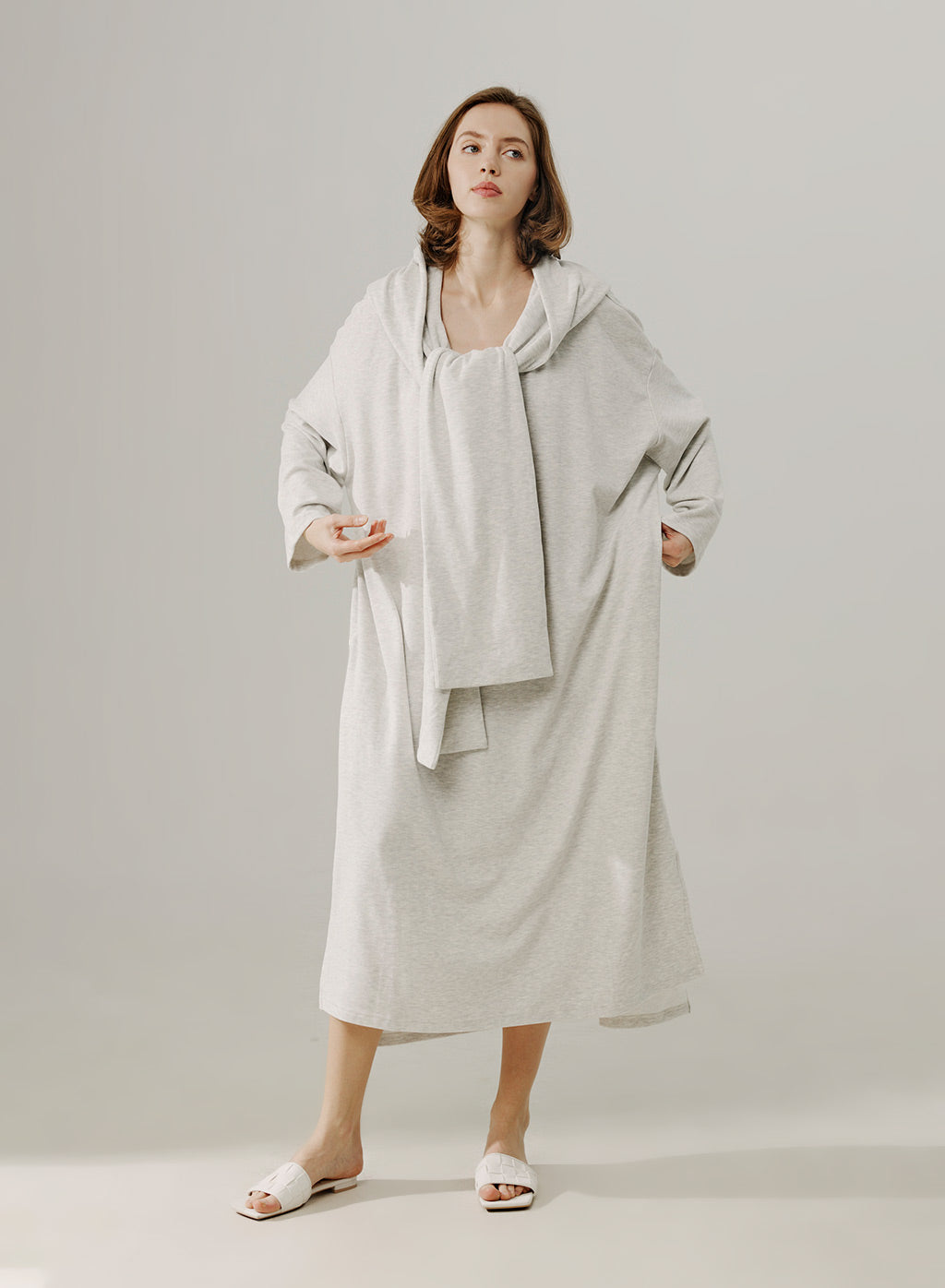 Hooded Scarf Sweatshirt Dress