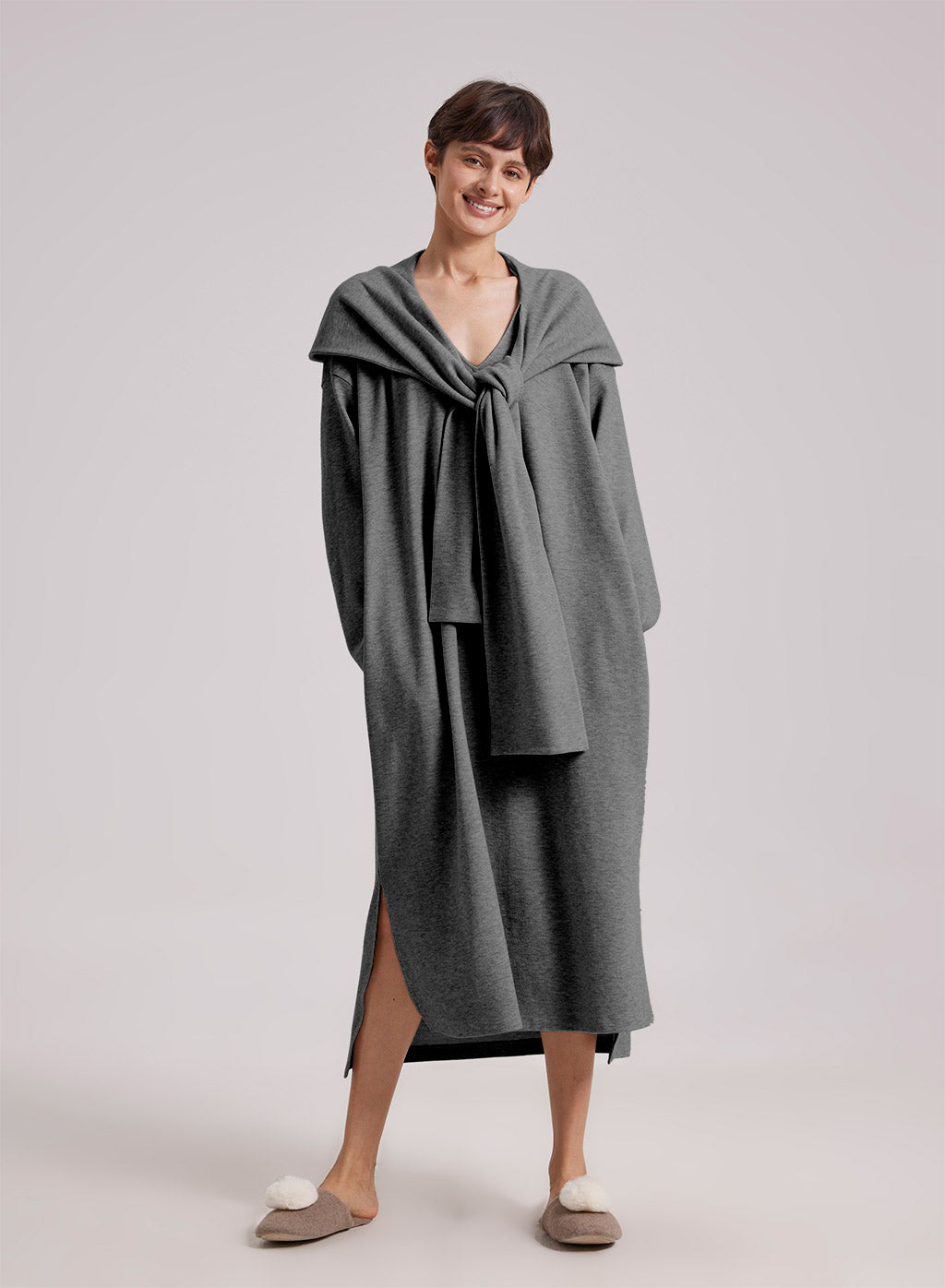 Hooded Scarf Sweatshirt Dress