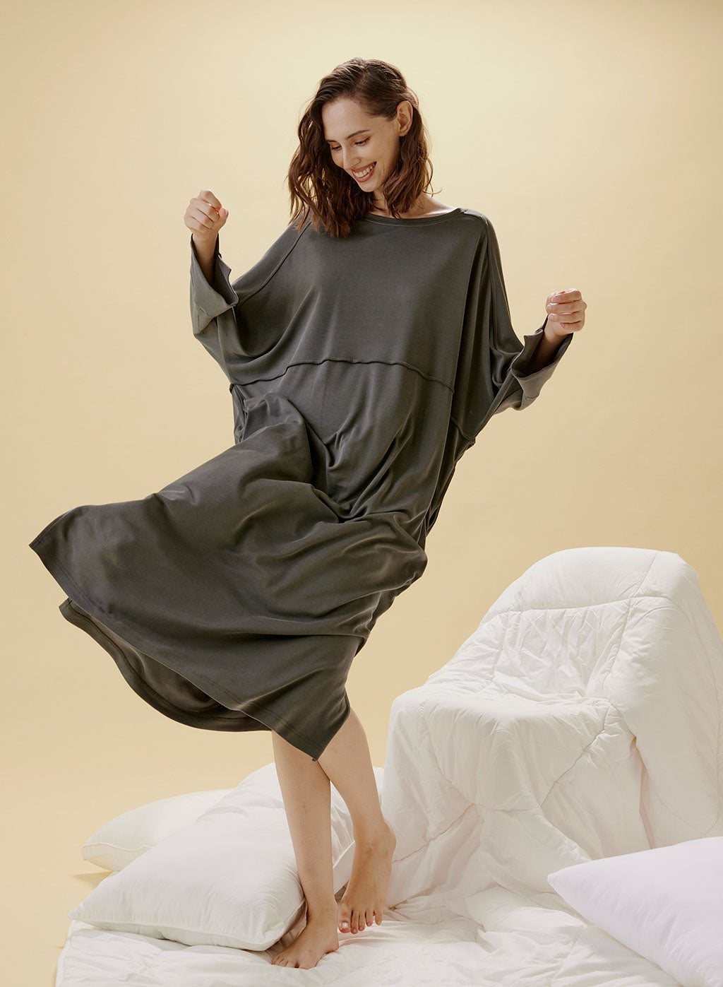 Modal Side Split Midi Dress