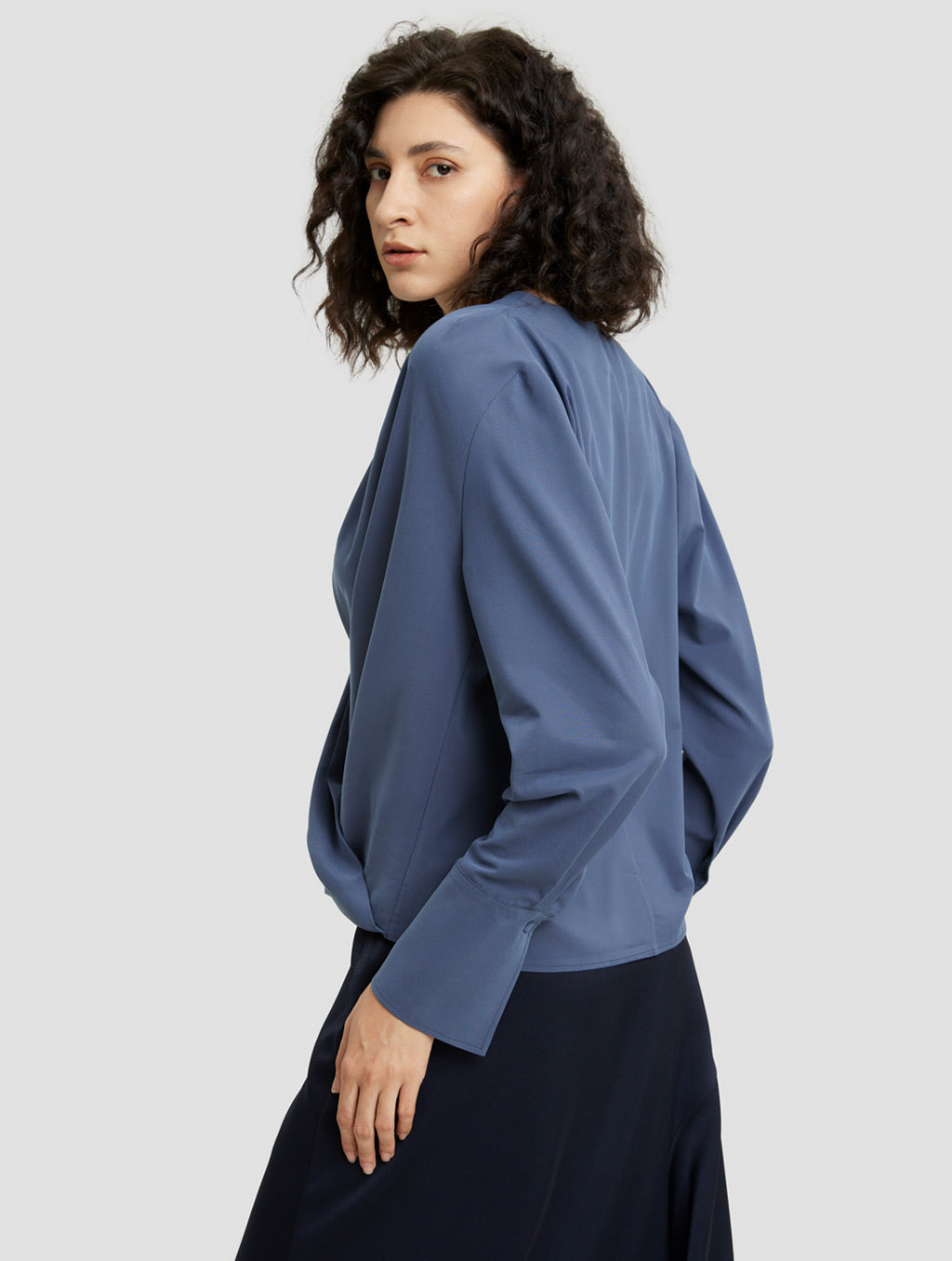 V Neck Pleated Top