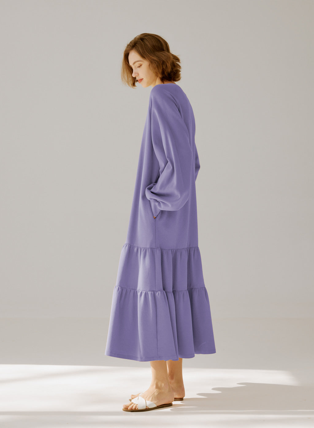 Crewneck Tiered Cotton Dress